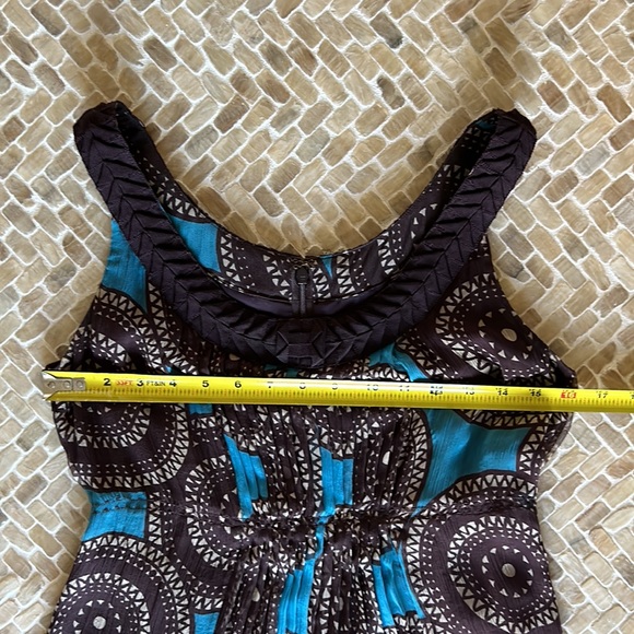 🔥2 x HP🔥VTG Tory Burch Silk Dress Sz 2/4, turquoise/brown pattern - Picture 10 of 15